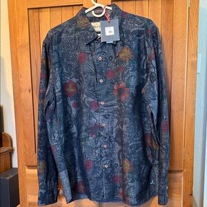 Robert Graham Lake Wanaka Men's Dark Floral Shirt - Black and Red